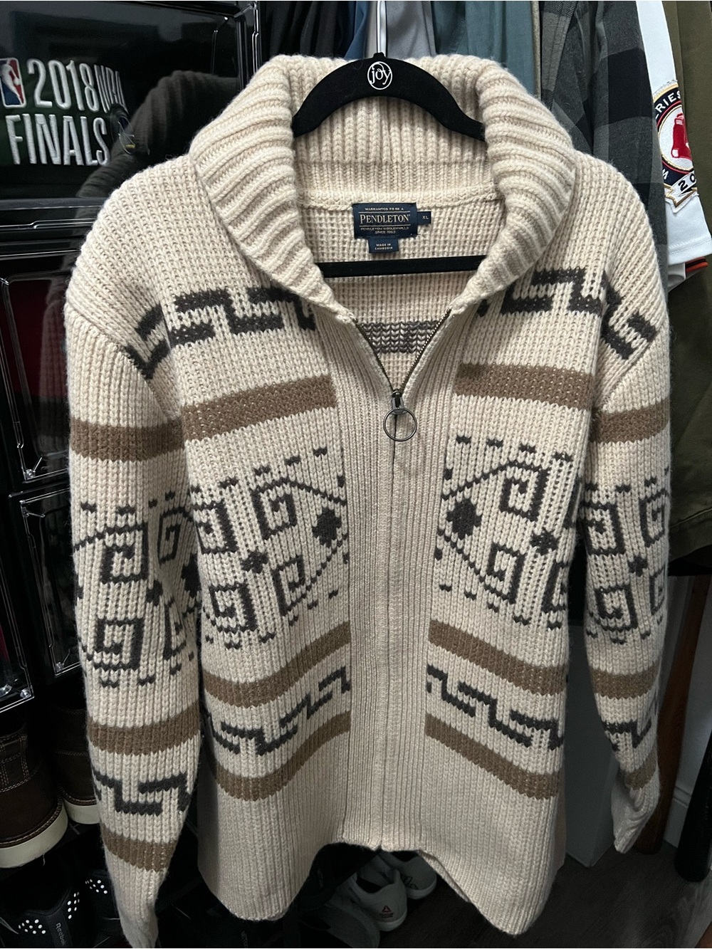 Pendleton Cream Zip-Front Cardigan Big Lebowski “the dude”